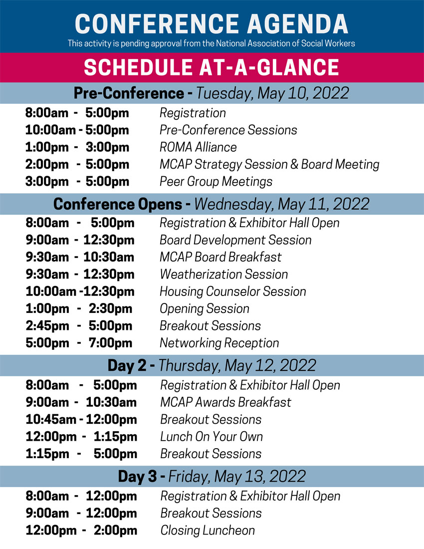 MCAP 2022 Conference Agenda